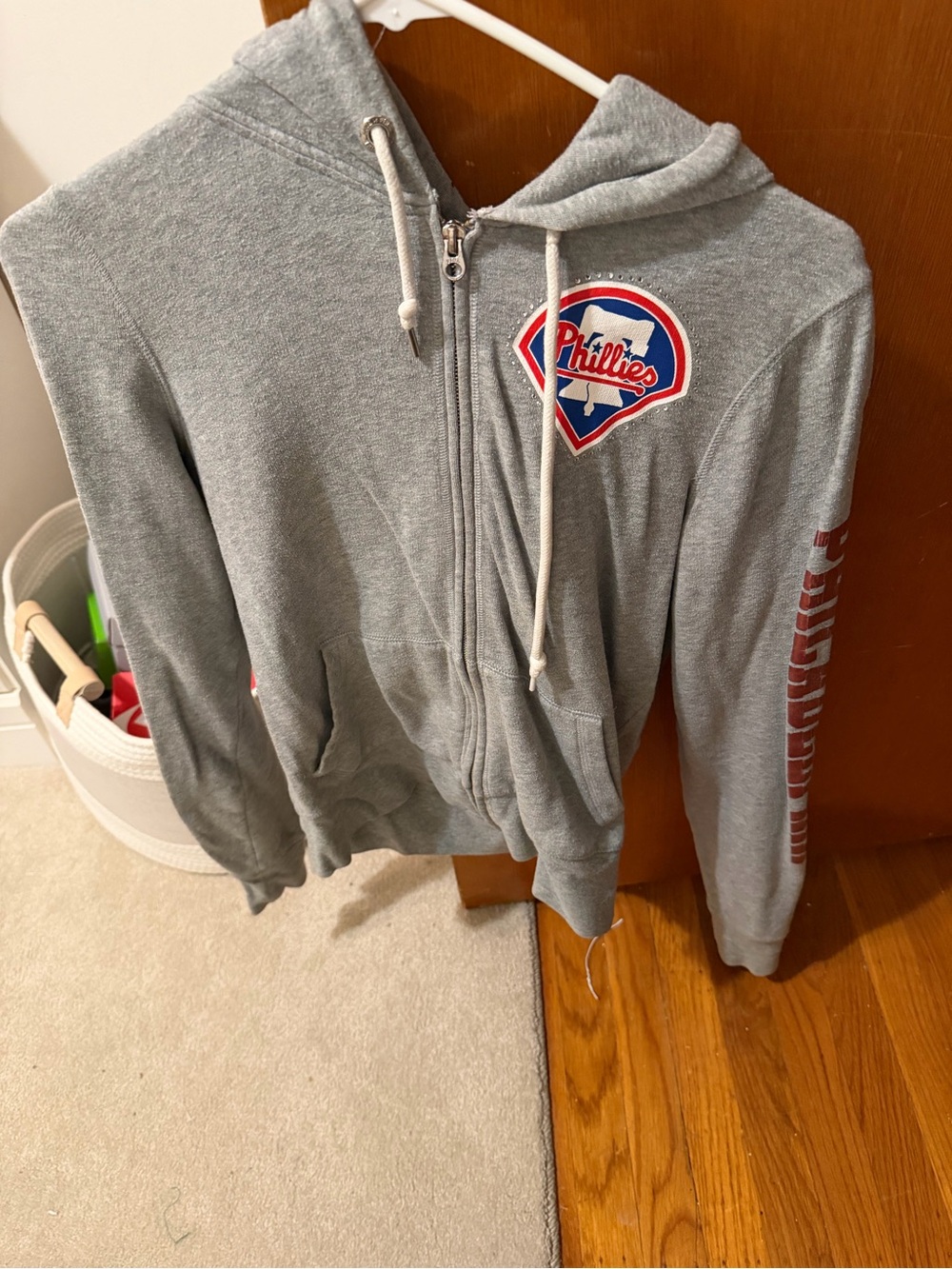 Phillies Gray Zip-Up Hoodie Jacket